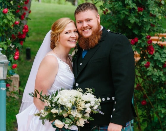 Aspyn Brown wearing white gown during her weding.